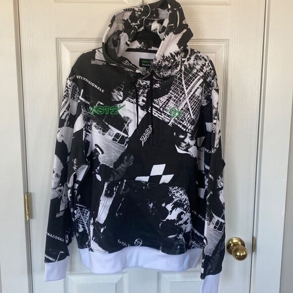 Sergio Tacchini x A$AP Nast Hooligan Black White Printed Pulitzer Hoodie M NWT